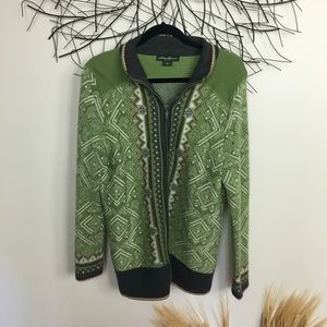 XL green EDDIE BAUER merino WOOL ZIP UP. Classic.